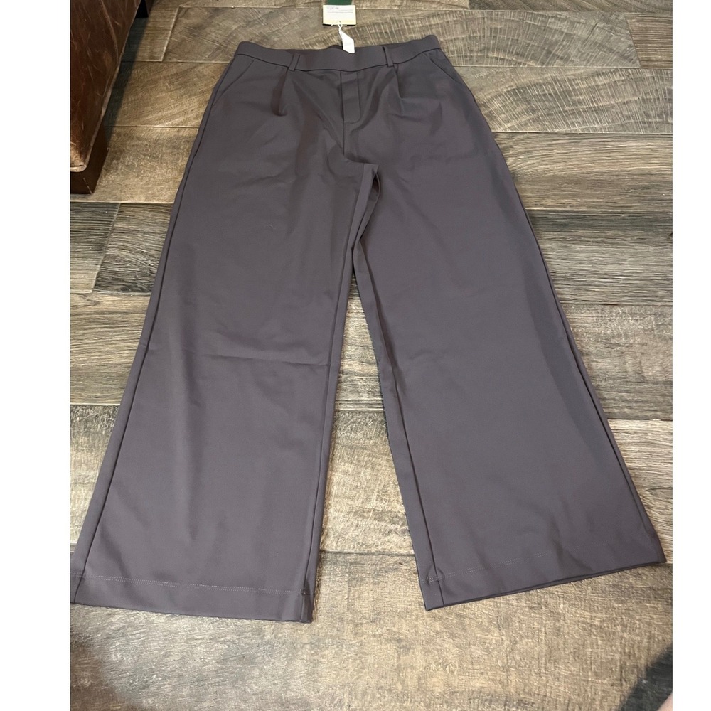 Halara High Waisted Wide Leg Dress Pants Dark Gray Petite Large NWT